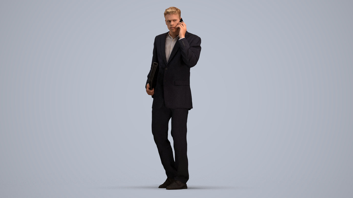 realistic 3D people man business, render-ready for V-Ray and Corona, FBX OBJ, standing pose render