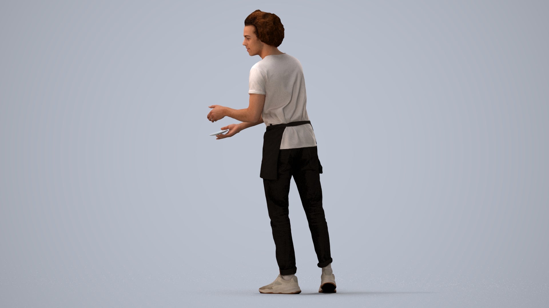 realistic 3D human man standing, archviz people FBX OBJ for Blender, three-quarter view render