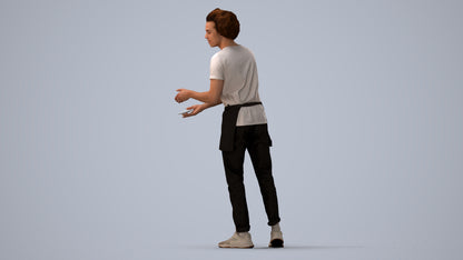realistic 3D human man standing, archviz people FBX OBJ for Blender, three-quarter view render