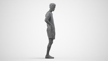 3D scanned man sport, photorealistic archviz people for Enscape and SketchUp, wireframe side view