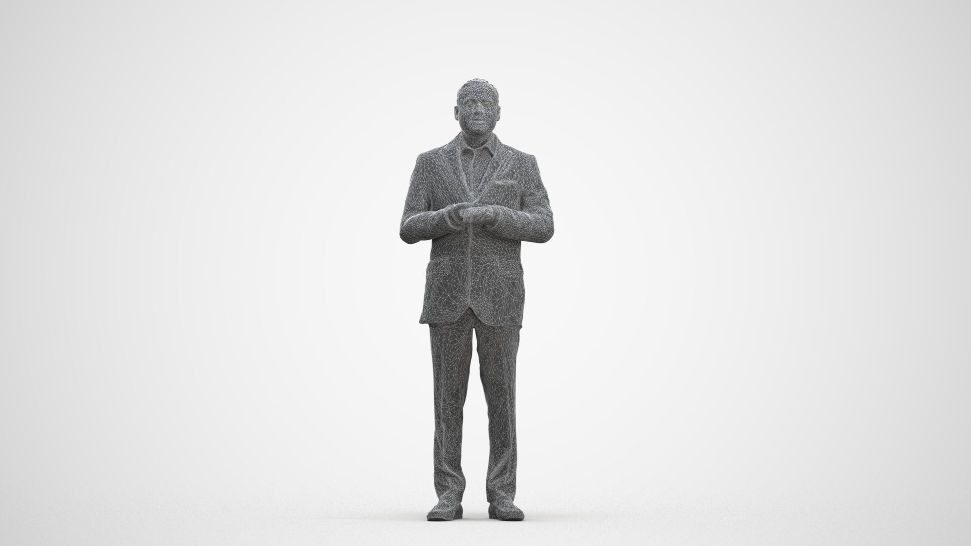 realistic 3D human man formal standing, archviz people FBX OBJ for Blender, three-quarter front view render