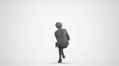 realistic 3D human woman business sitting, archviz people FBX OBJ for Blender, wireframe front view