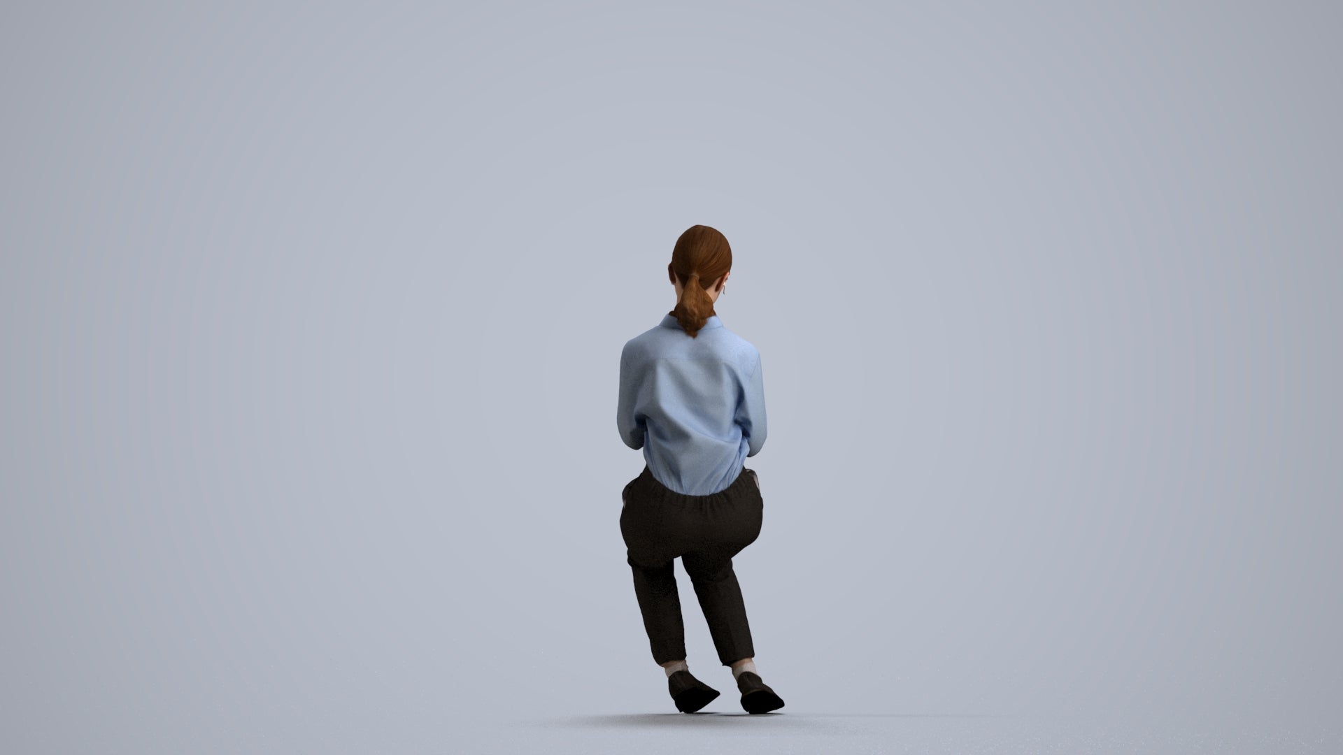 3D people model girl business kids, scanned human for 3ds Max rendering, front view render