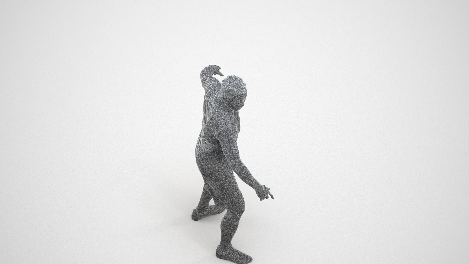 photogrammetry 3D man sport, realistic human model archviz FBX, wireframe three-quarter view