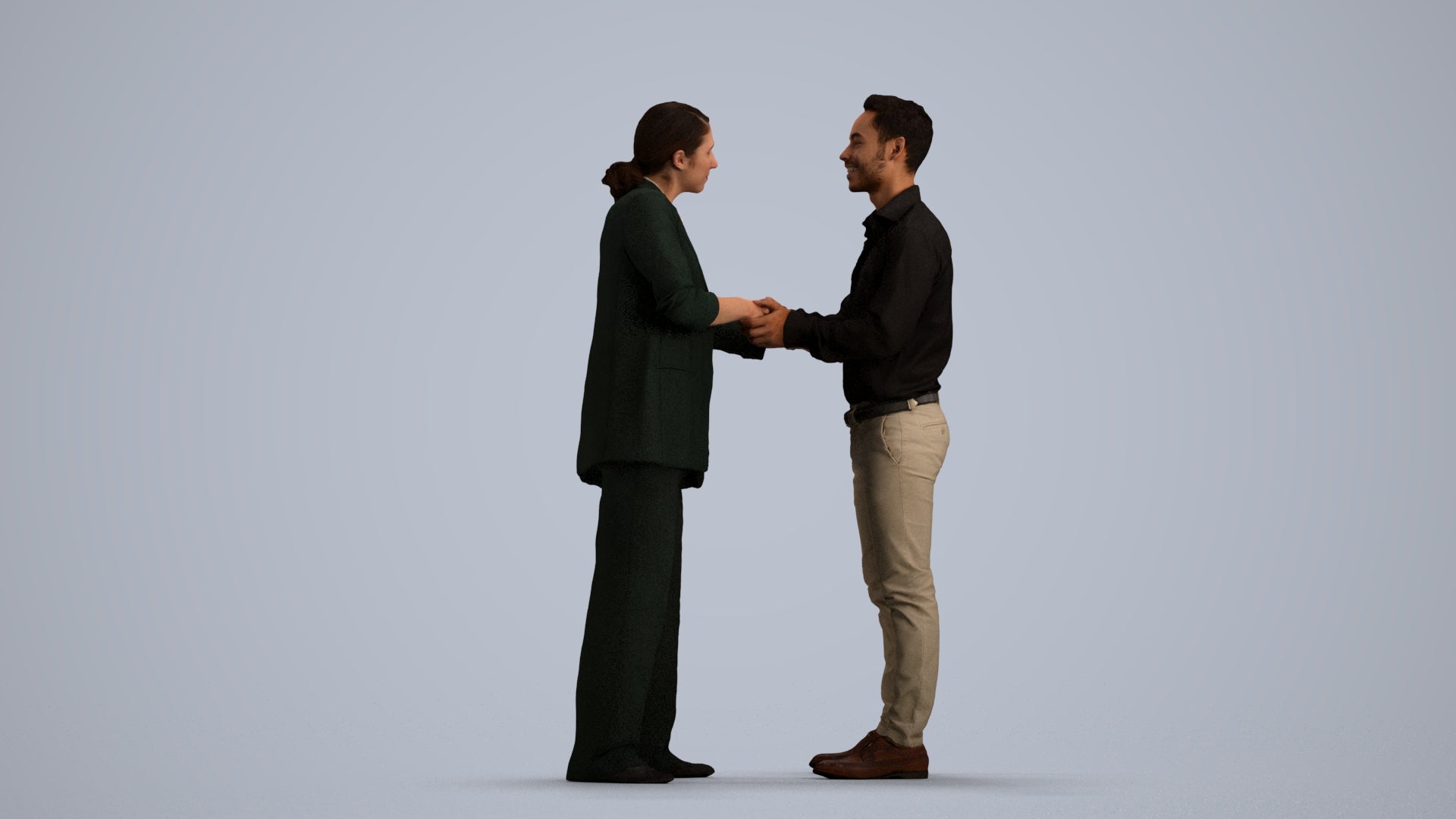 scanned 3D woman business, photogrammetry people for Enscape and V-Ray, front view render