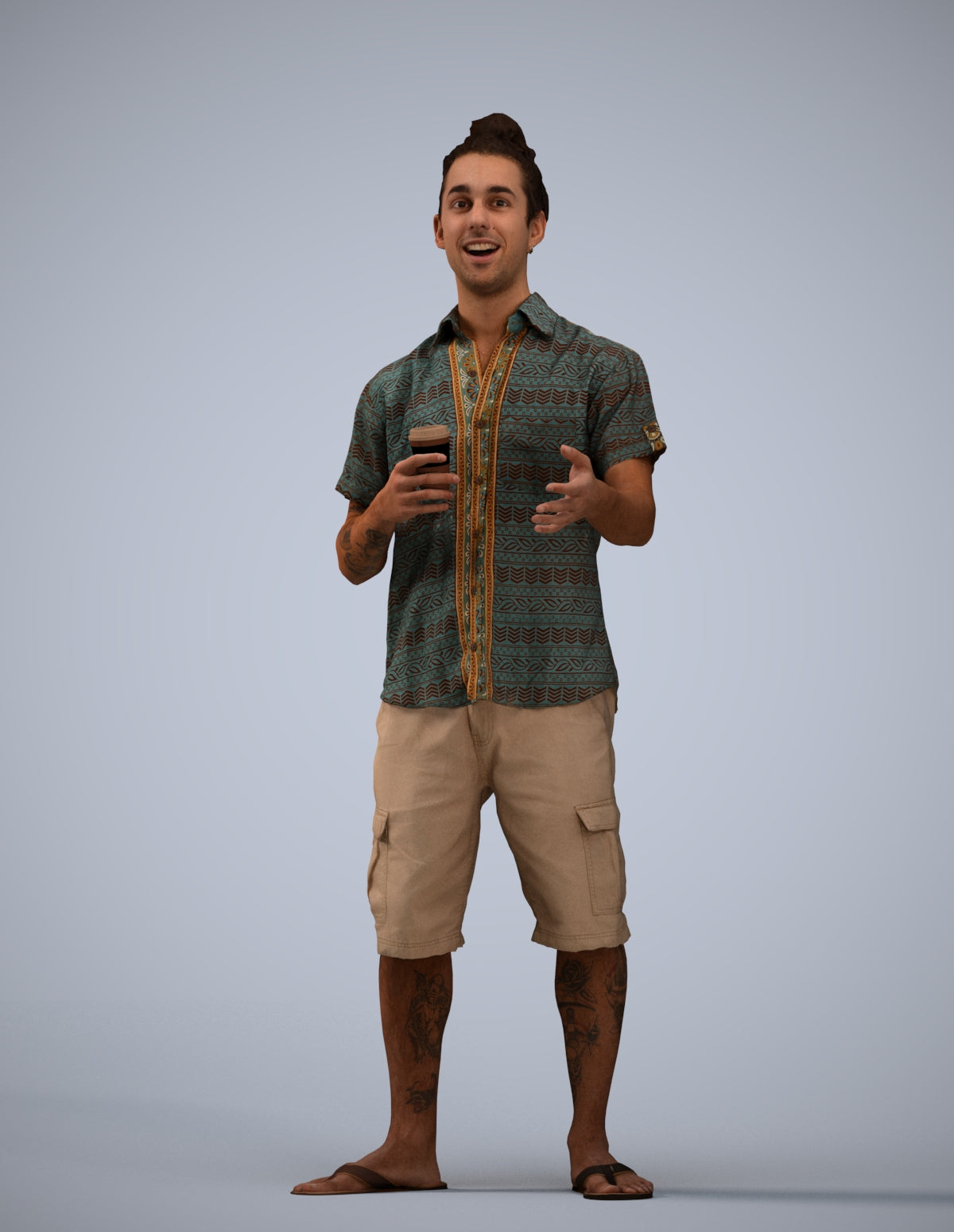 scanned 3D man casual standing, photogrammetry people for Enscape and V-Ray