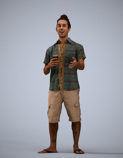 scanned 3D man casual standing, photogrammetry people for Enscape and V-Ray
