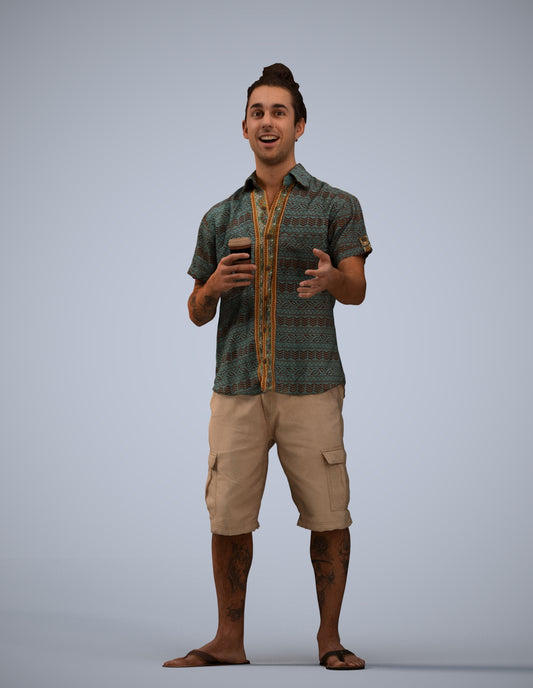 scanned 3D man casual standing, photogrammetry people for Enscape and V-Ray
