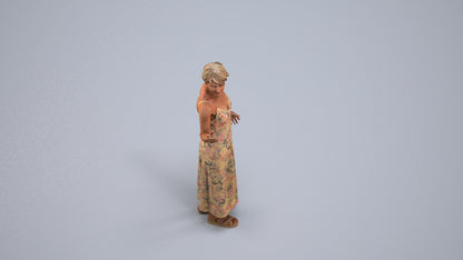 realistic 3D senior woman standing, scanned archviz people for Blender and 3ds Max, back view render