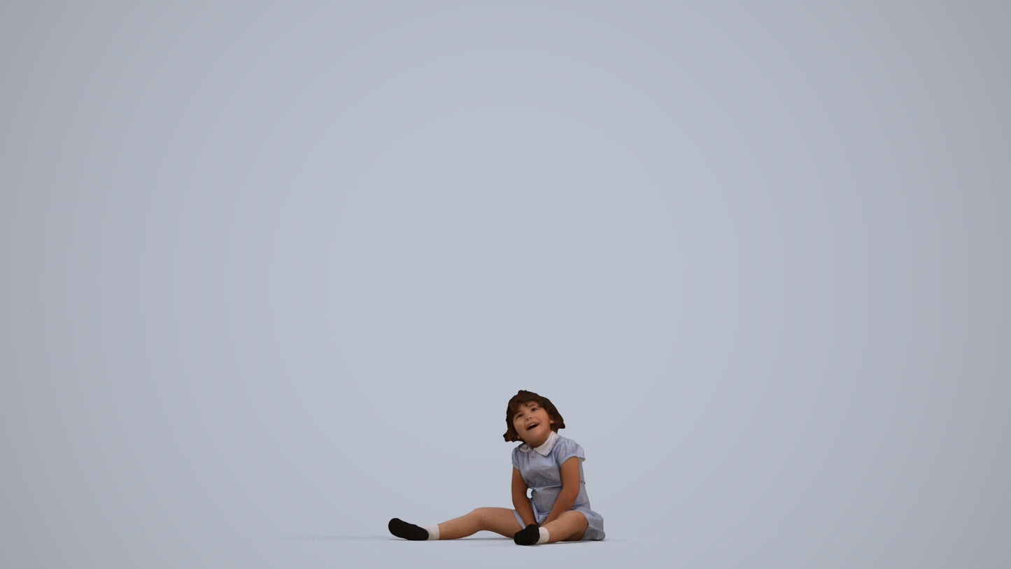 realistic 3D girl kids, scanned archviz people for Blender and 3ds Max, standing pose render