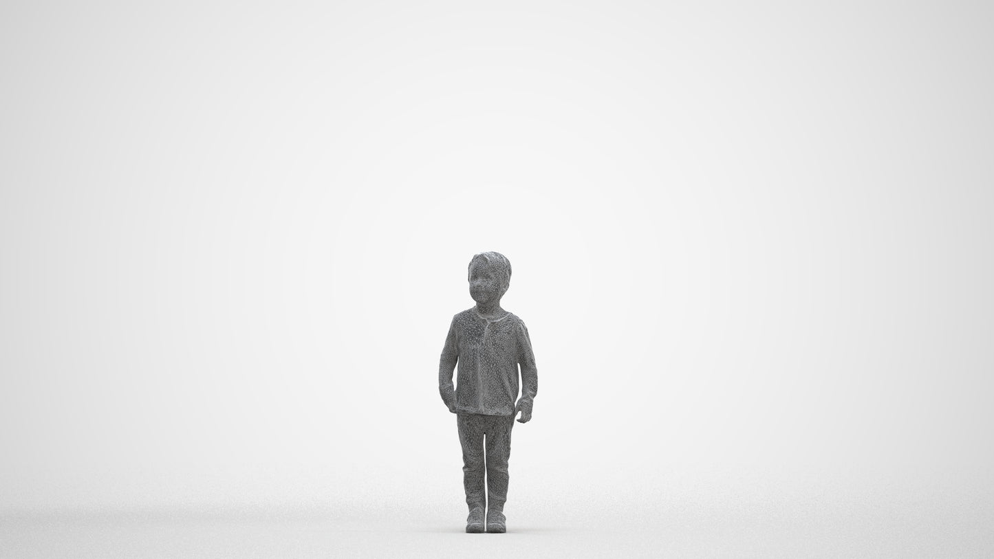 scanned 3D boy casual kids, photogrammetry people for Enscape and V-Ray, three-quarter front view render