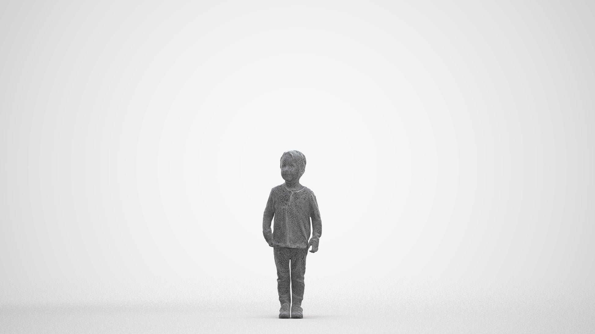 scanned 3D boy casual kids, photogrammetry people for Enscape and V-Ray, three-quarter front view render