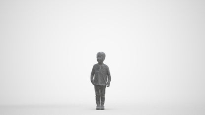scanned 3D boy casual kids, photogrammetry people for Enscape and V-Ray, three-quarter front view render