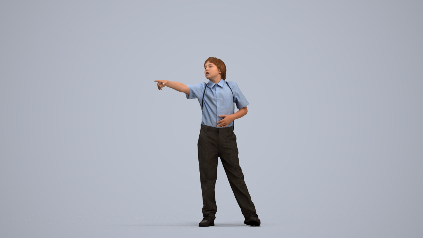 3D people model boy kids, scanned human for 3ds Max rendering, standing pose render