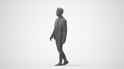 3D scanned man walking business, photorealistic archviz people for Enscape and SketchUp, square thumbnail