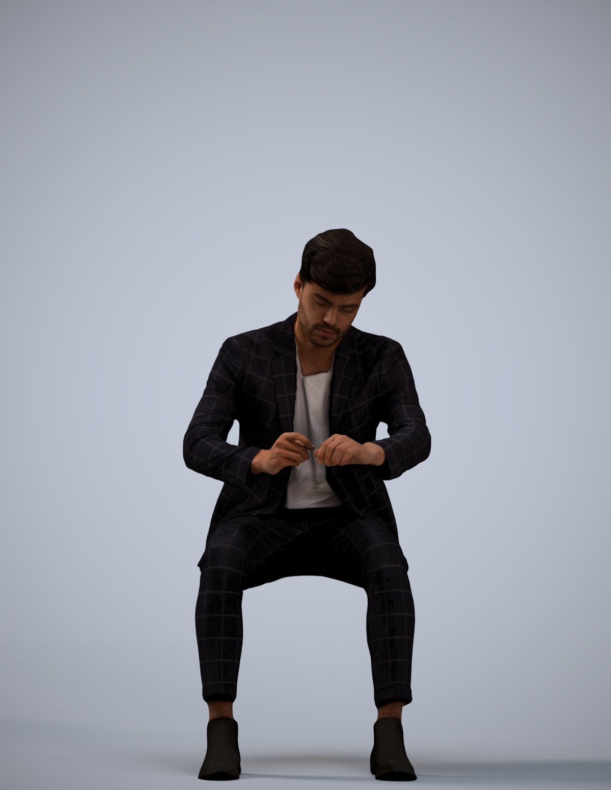 scanned 3D man business, photogrammetry people for Enscape and V-Ray