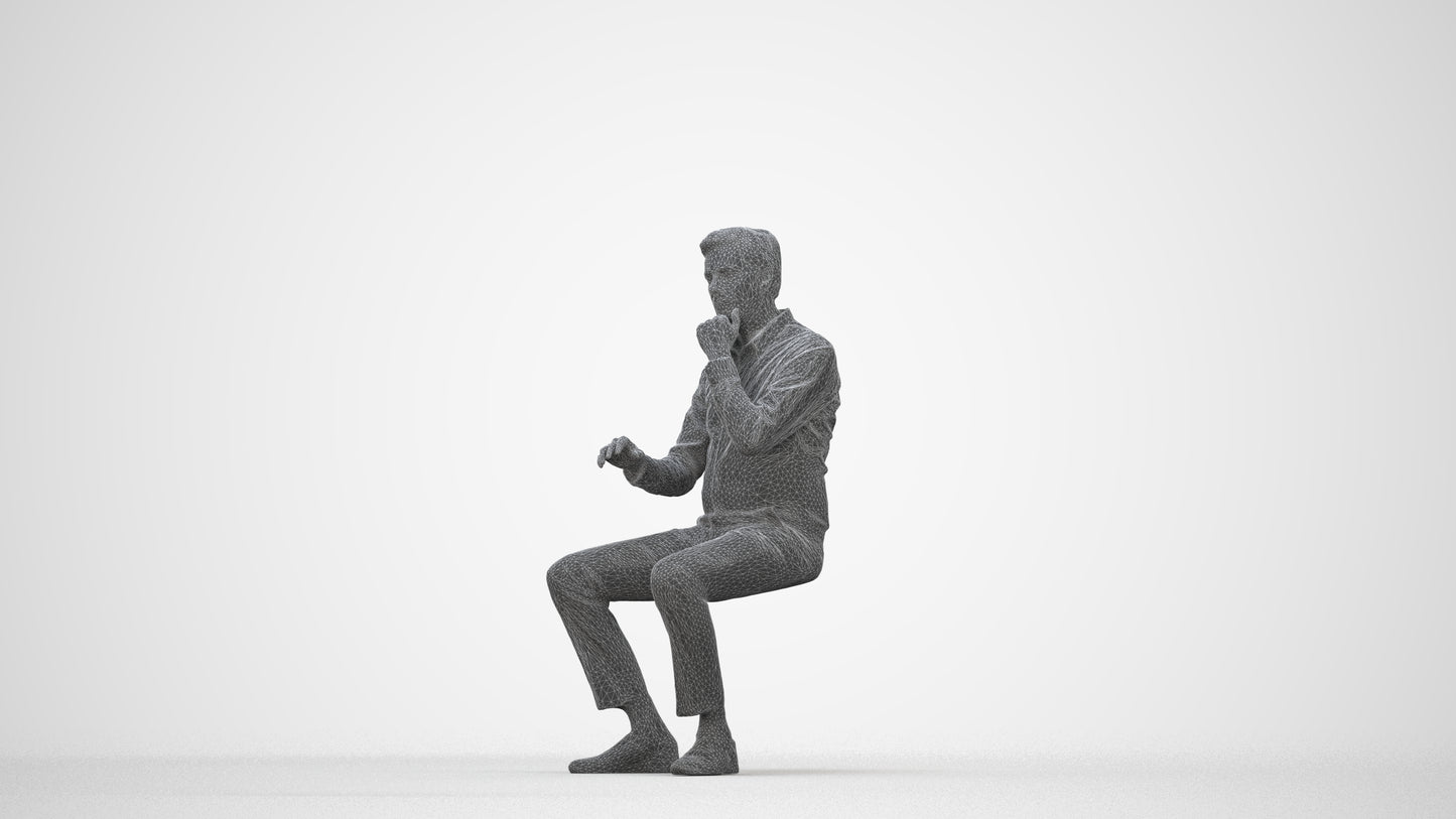 photogrammetry 3D man business, realistic human model archviz FBX, wireframe back view