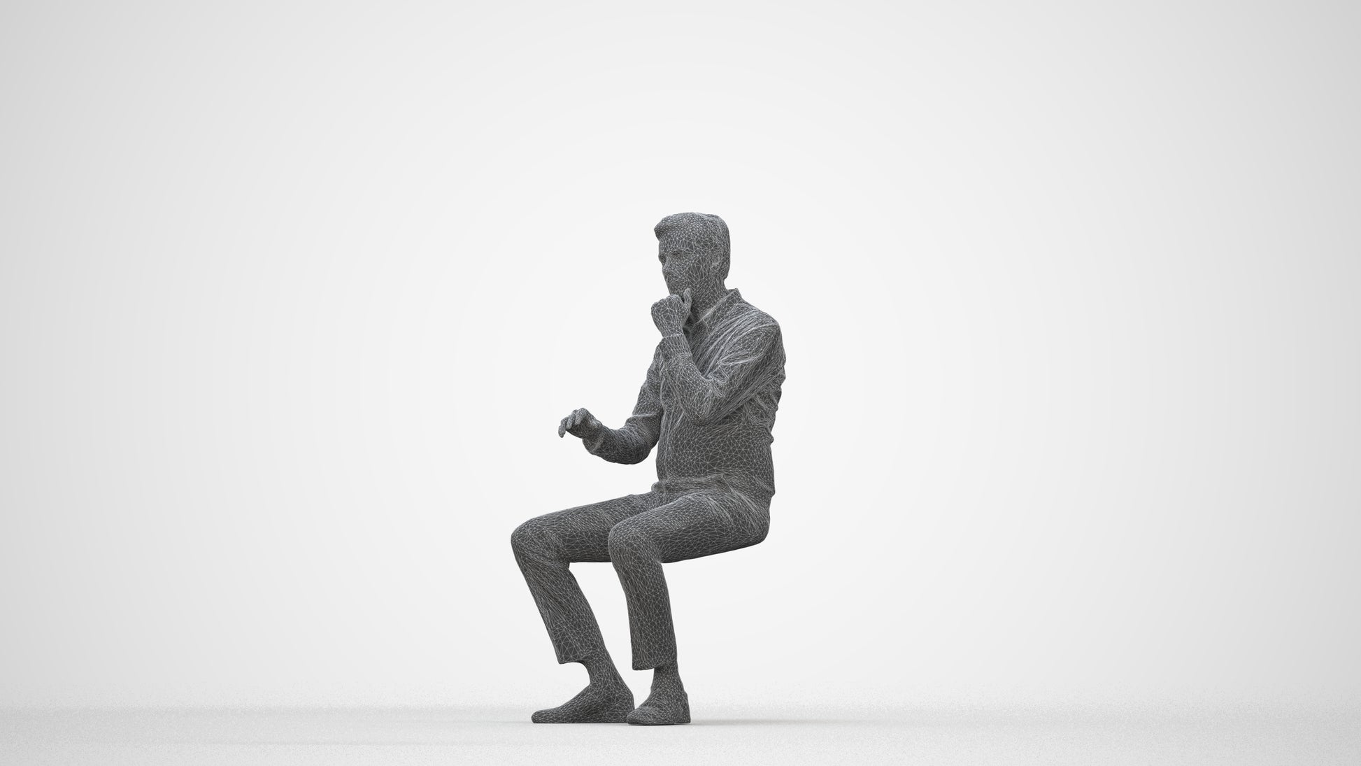 photogrammetry 3D man business, realistic human model archviz FBX, wireframe back view
