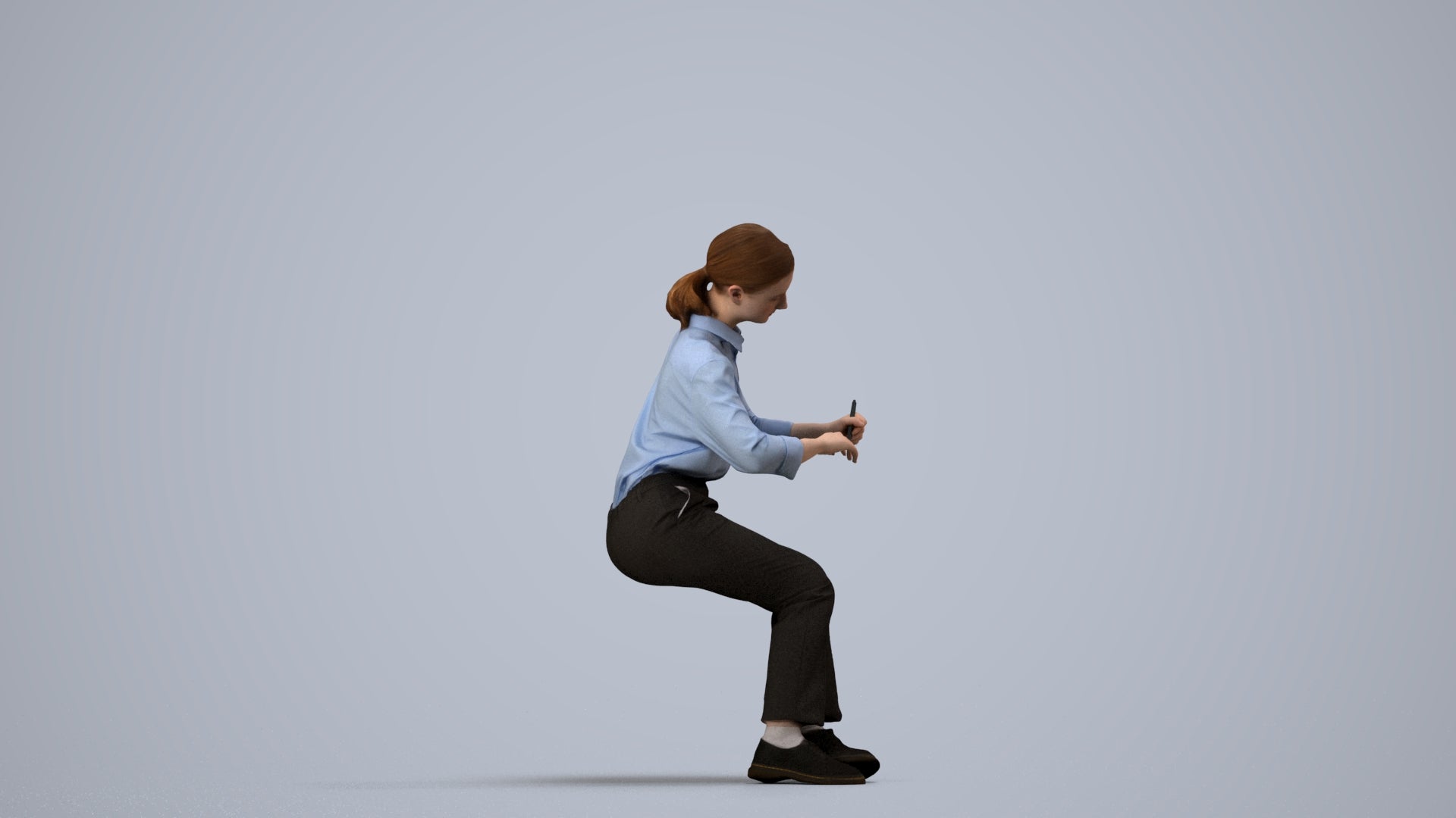 3D human model girl kids, photogrammetry scanned person for archviz, side view render