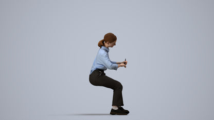 3D human model girl kids, photogrammetry scanned person for archviz, side view render