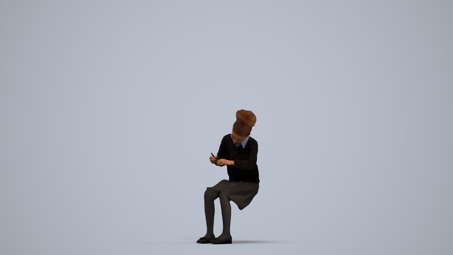 3D human model woman kids, photogrammetry scanned person for archviz, standing pose render