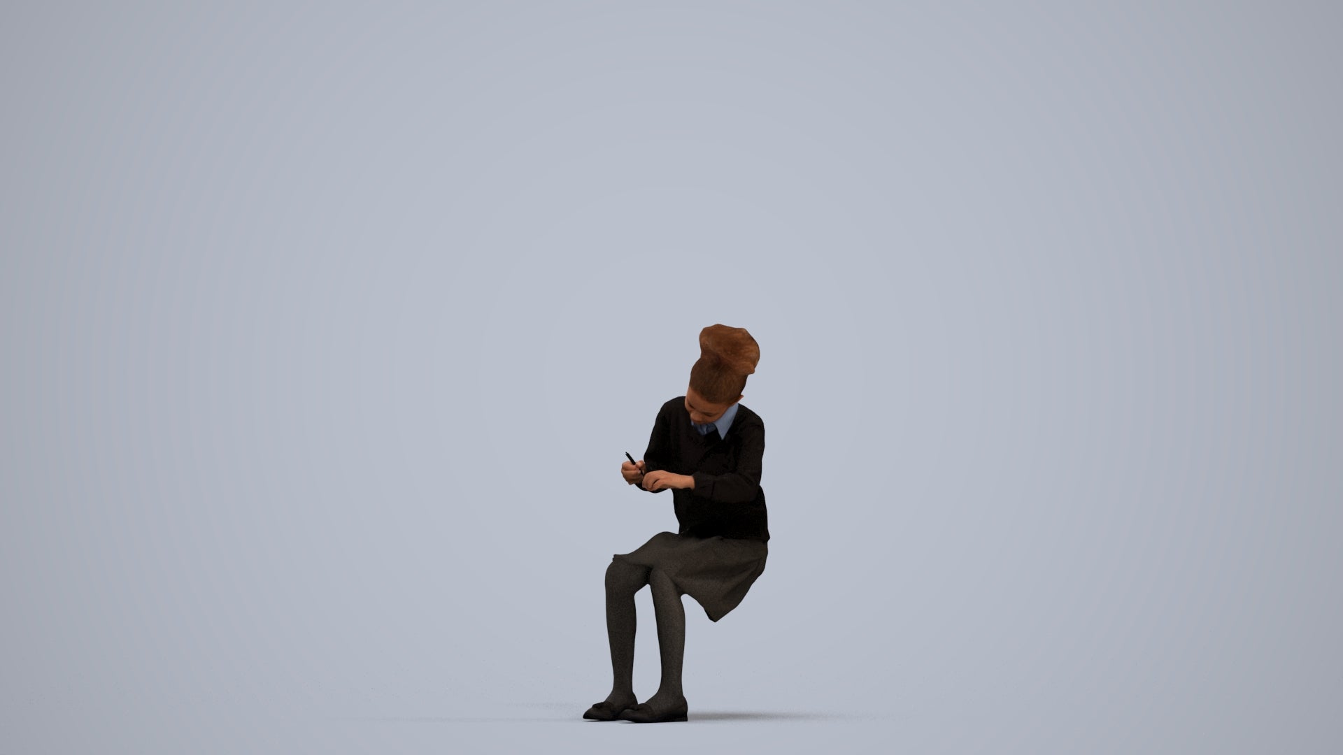 3D human model woman kids, photogrammetry scanned person for archviz, standing pose render