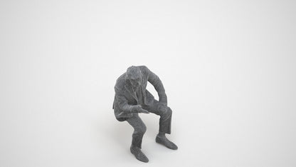 3D scanned senior man business, photorealistic archviz people for Enscape and SketchUp, wireframe three-quarter view