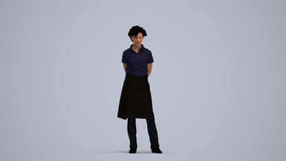3D scanned woman standing, photorealistic archviz people for Enscape and SketchUp, standing pose render
