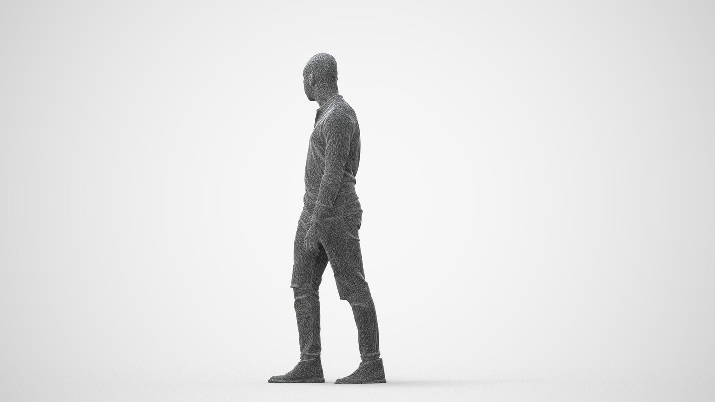 photogrammetry 3D man casual walking, realistic human model archviz FBX, square thumbnail