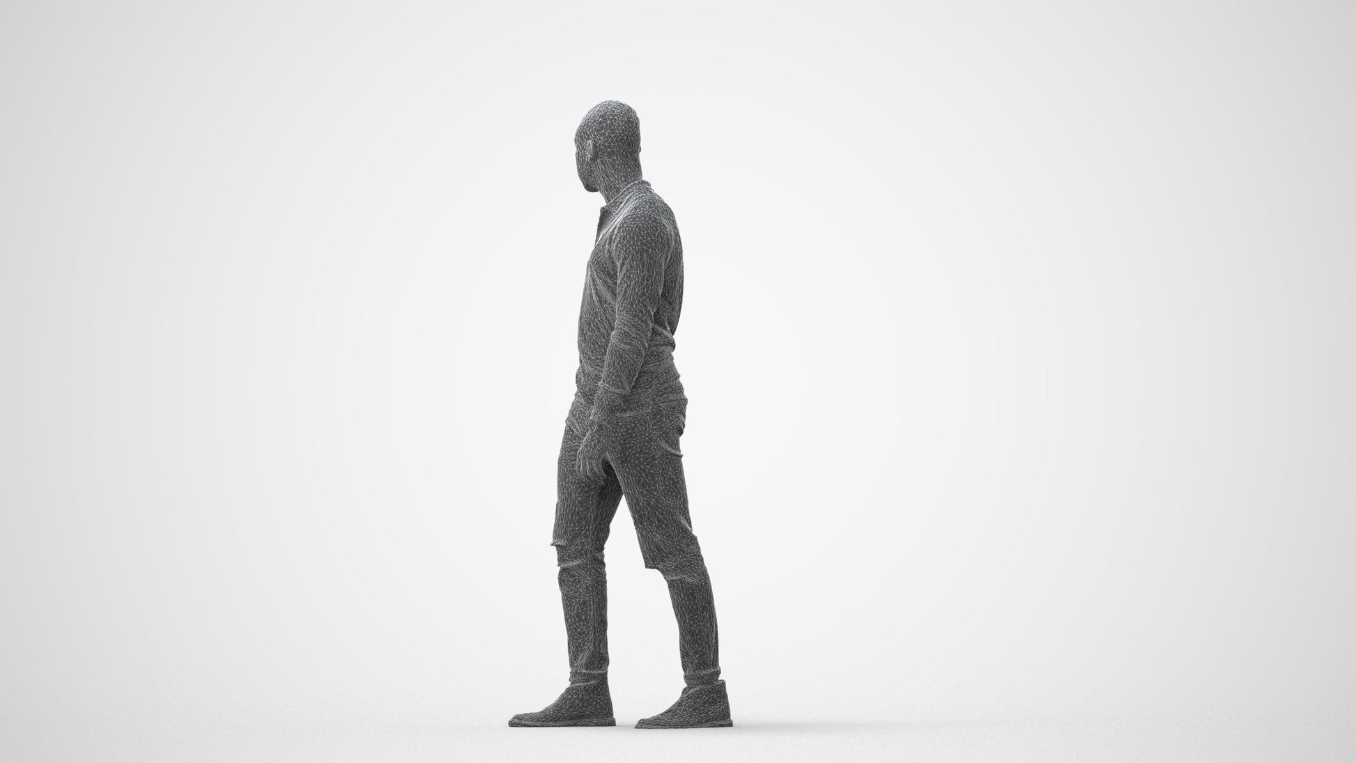 photogrammetry 3D man casual walking, realistic human model archviz FBX, square thumbnail