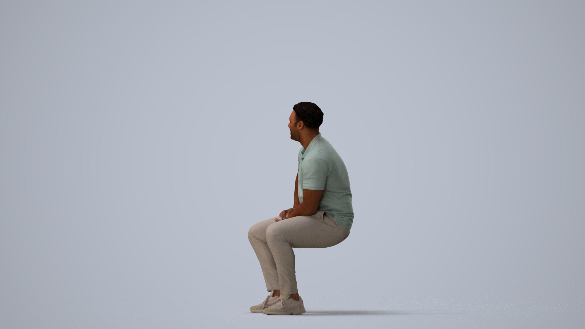 3D scanned man pool casual, photorealistic archviz people for Enscape and SketchUp, three-quarter view render