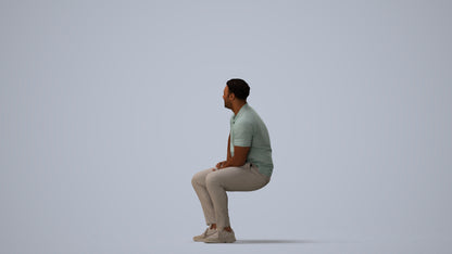 3D scanned man pool casual, photorealistic archviz people for Enscape and SketchUp, three-quarter view render