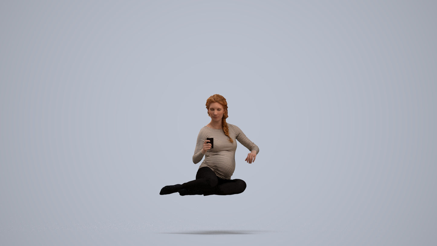 photogrammetry 3D woman casual sitting, realistic human model archviz FBX, standing pose render