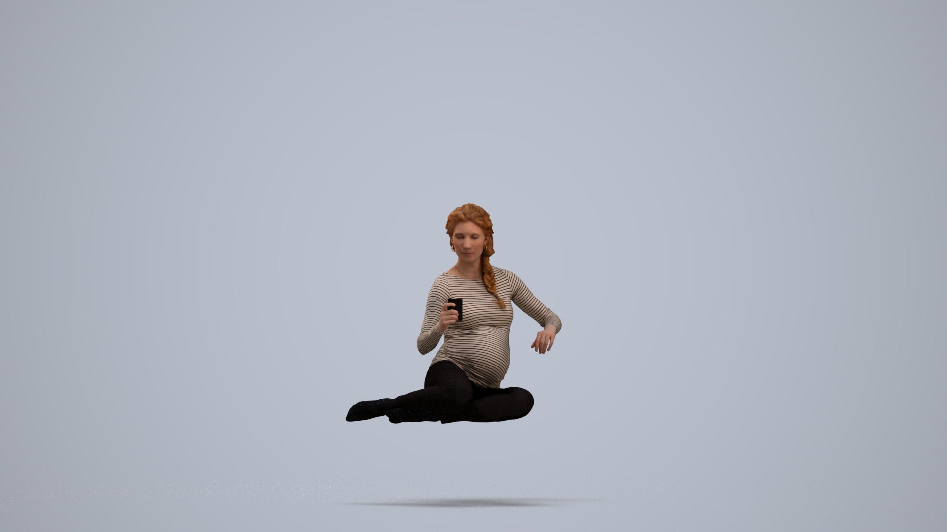 photogrammetry 3D woman casual sitting, realistic human model archviz FBX, standing pose render