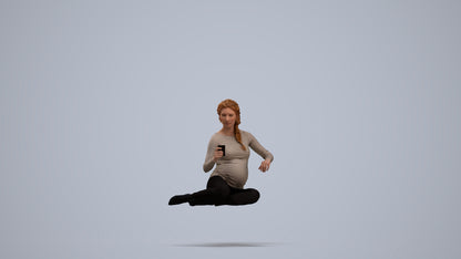 photogrammetry 3D woman casual sitting, realistic human model archviz FBX, standing pose render