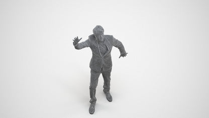 realistic 3D human man formal dancing, archviz people FBX OBJ for Blender, wireframe three-quarter view