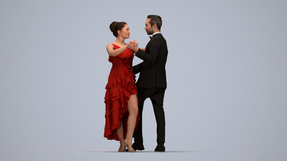 3D human model woman formal dancing, photogrammetry scanned person for archviz, top-down view render