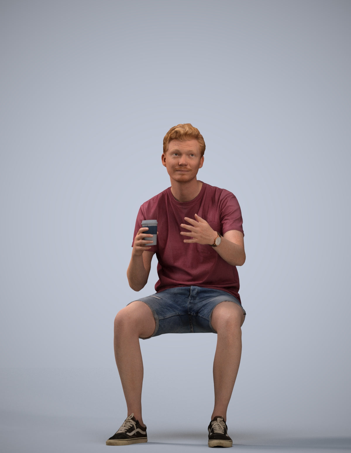 realistic 3D man casual sitting, scanned archviz people for Blender and 3ds Max