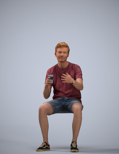 realistic 3D man casual sitting, scanned archviz people for Blender and 3ds Max