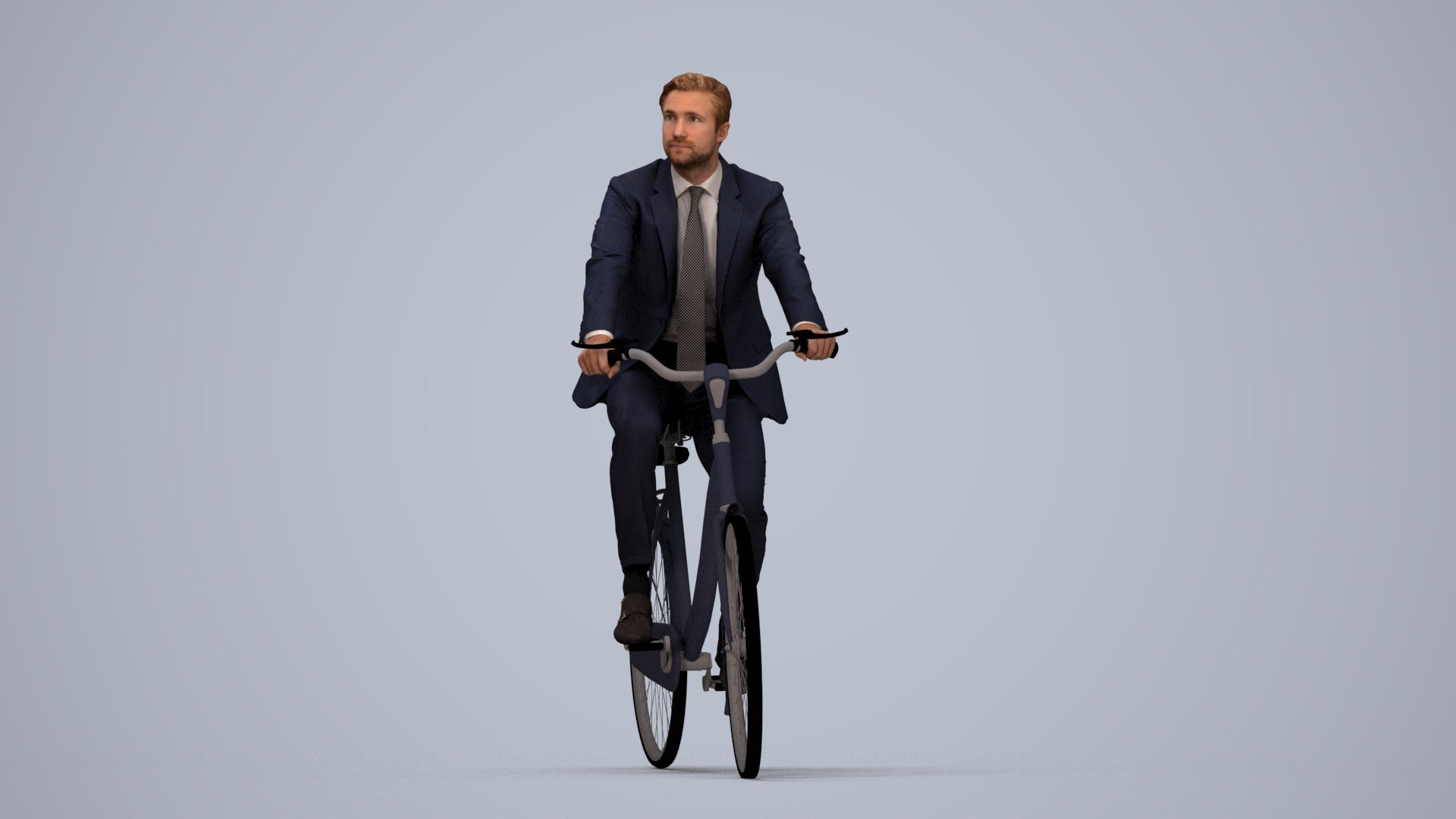 scanned 3D man business cycling, photogrammetry people for Enscape and V-Ray, top-down view render