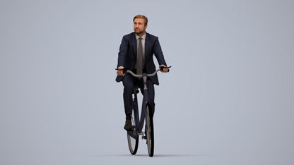 scanned 3D man business cycling, photogrammetry people for Enscape and V-Ray, top-down view render