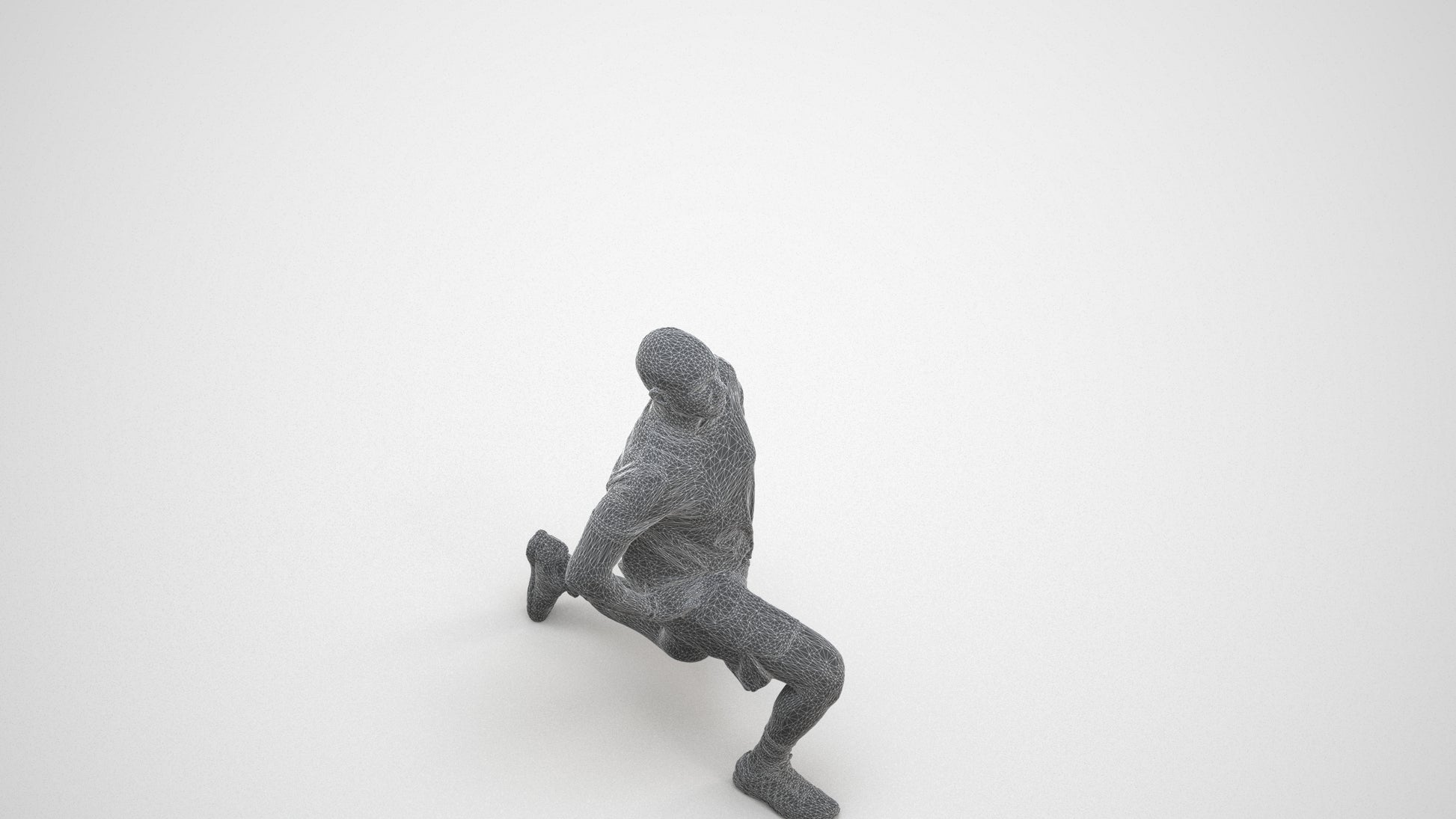 realistic 3D human man sport, archviz people FBX OBJ for Blender, wireframe three-quarter view