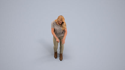 realistic 3D woman casual standing, scanned archviz people for Blender and 3ds Max, back view render