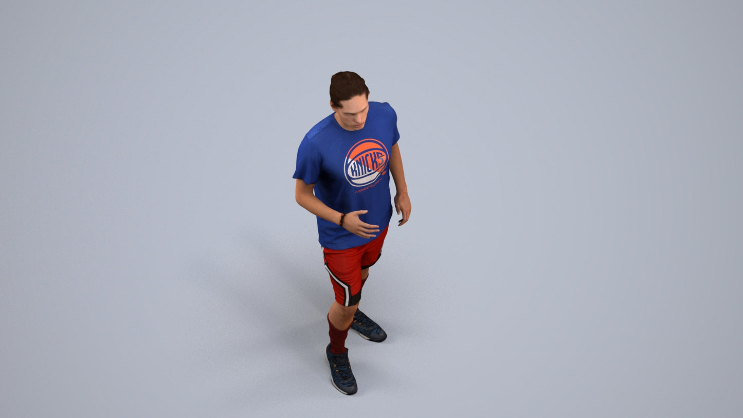 realistic 3D human man sport, archviz people FBX OBJ for Blender, back view render