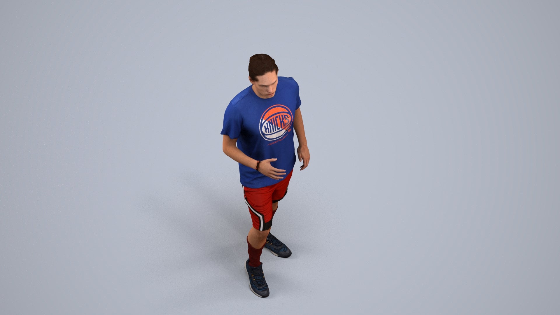 realistic 3D human man sport, archviz people FBX OBJ for Blender, back view render