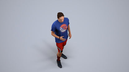 realistic 3D human man sport, archviz people FBX OBJ for Blender, back view render
