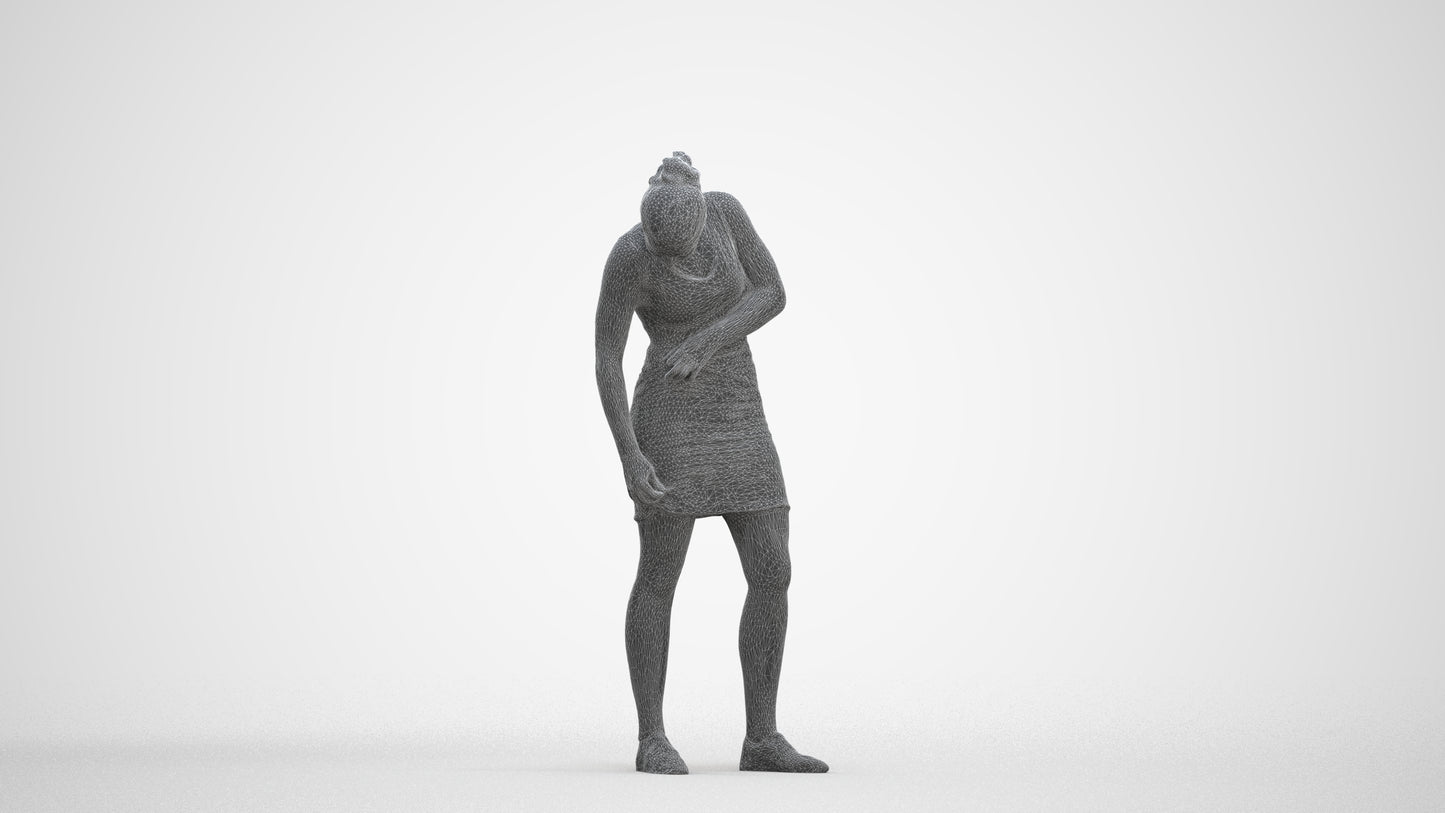 realistic 3D human girl casual kids, archviz people FBX OBJ for Blender, three-quarter front view render