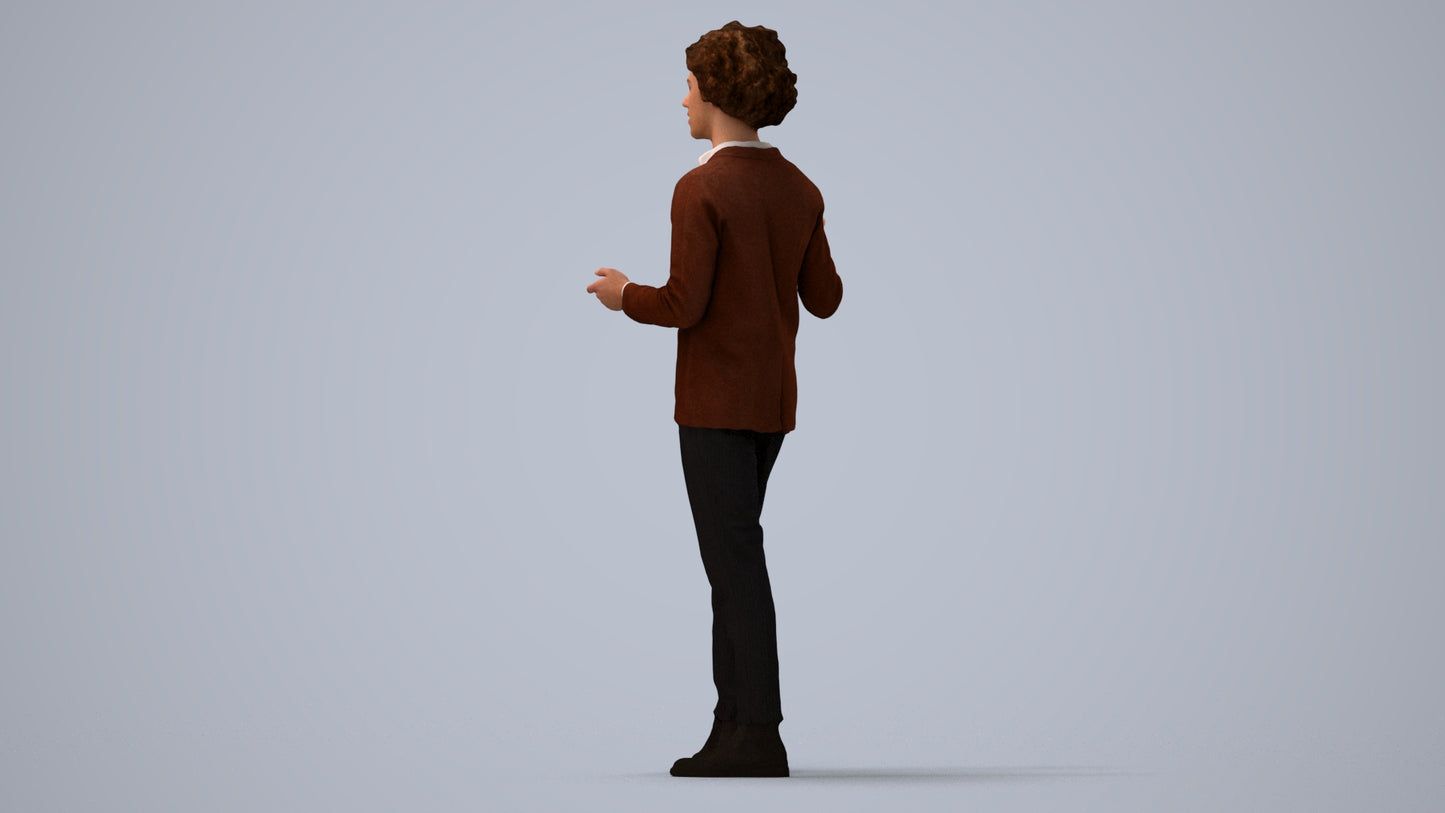 realistic 3D man business, scanned archviz people for Blender and 3ds Max, three-quarter view render