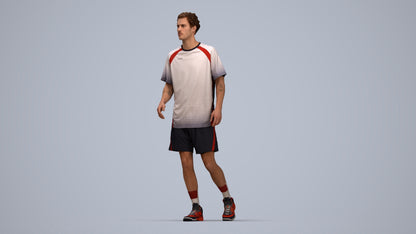 3D scanned man sport, photorealistic archviz people for Enscape and SketchUp, top-down view render
