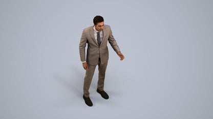 3D people model man business, scanned human for 3ds Max rendering, back view render